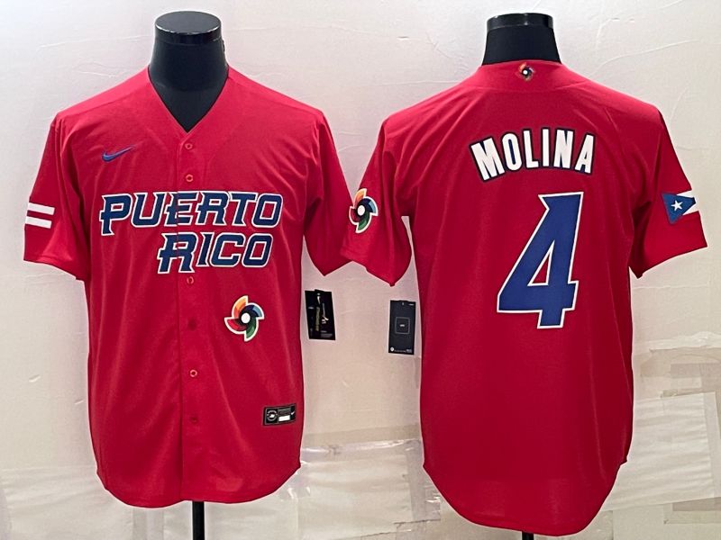 Men 2023 World Cub 4 Molina Red Nike MLB Jersey8